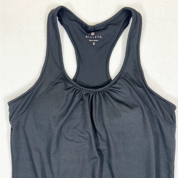 ATHLETA Black Tinker Tank Built in Bra Cinched Bottom Activewear Yoga Size Small - Picture 5 of 11